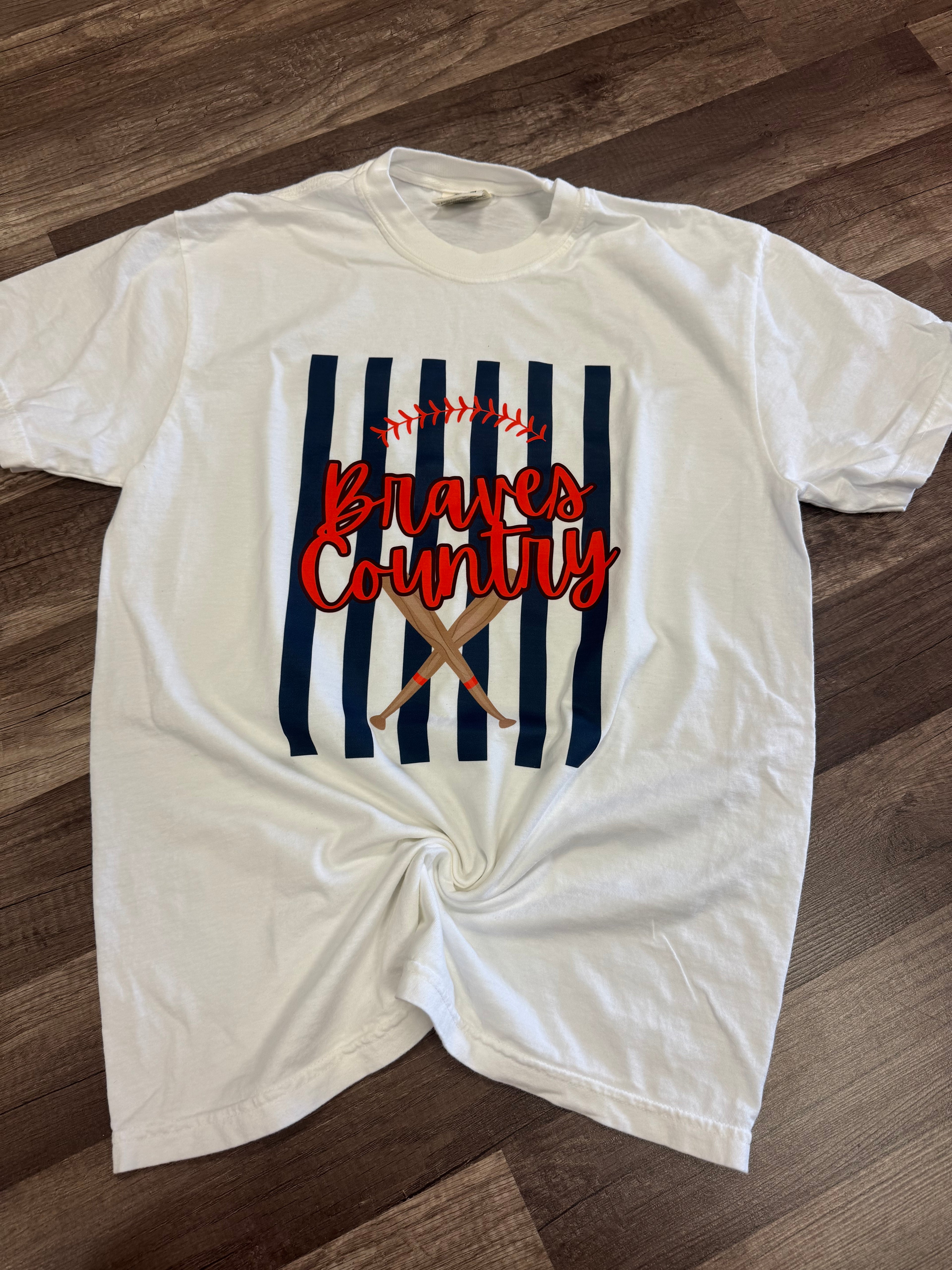 Striped Braves Country on White