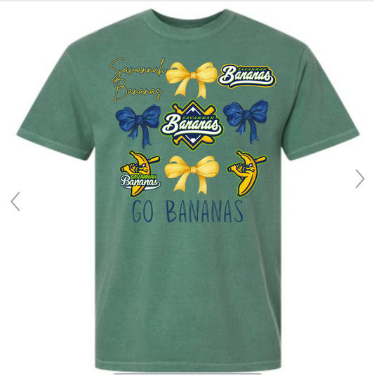 Savannah Bananas Bow Collage Green Tee