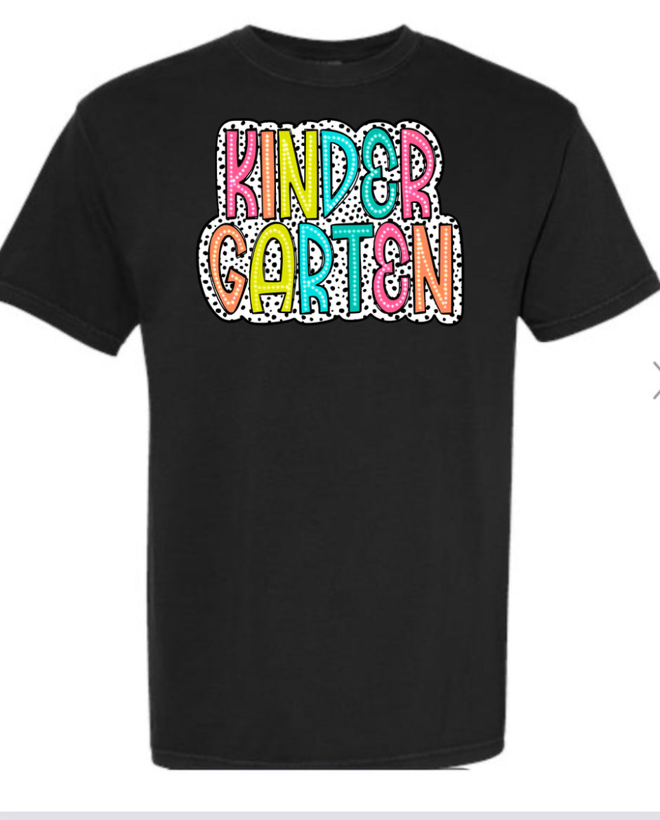 Kindergarten Polka Dot Colorful Black Tee