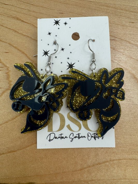 Georgia Tech Glitter Dangle Earring