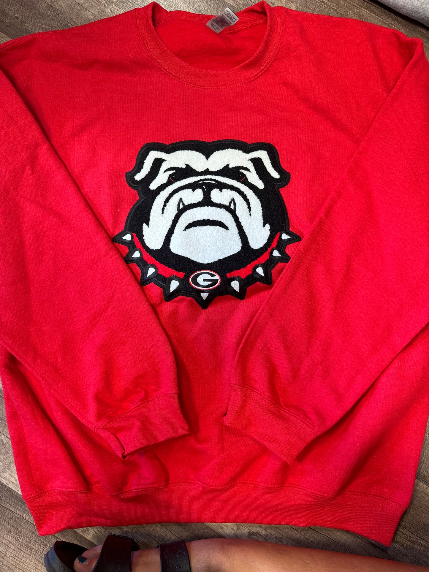 Georgia Bulldog chenille embroidered patch sweatshirt