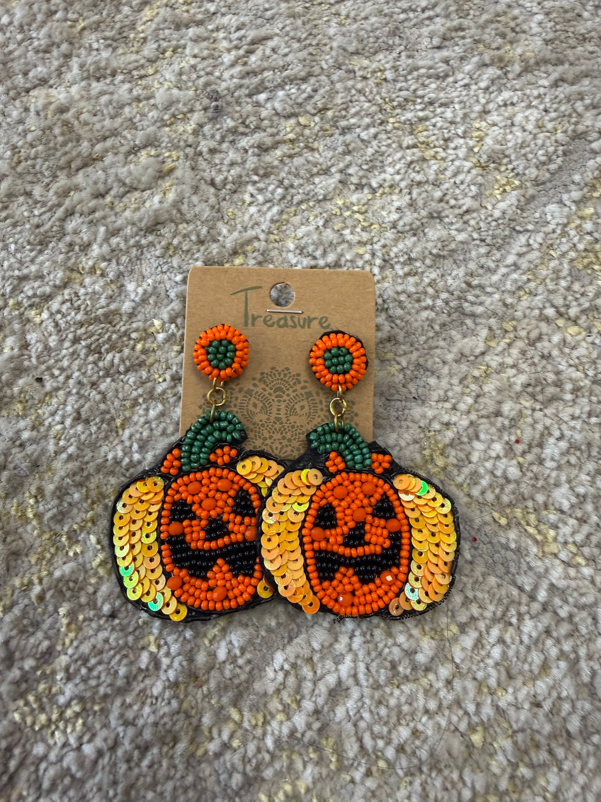 Sequin pumpkin dangles