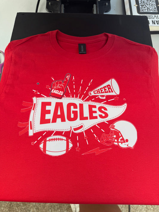 Eagles red cheer & football