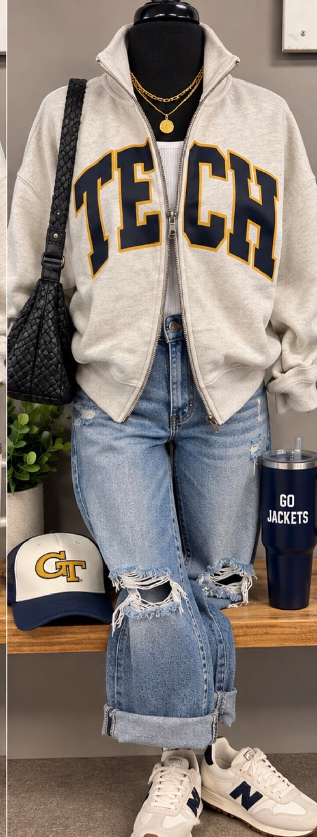 TECH varsity dual zip fleece jacket