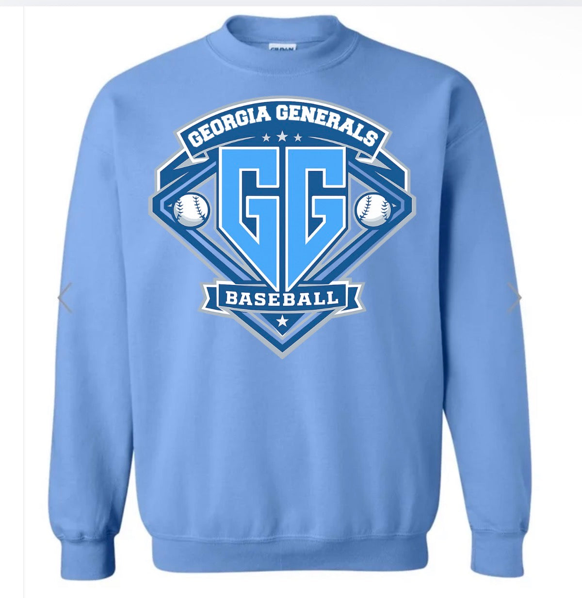 Georgia Generals Diamond baseball on Carolina blue