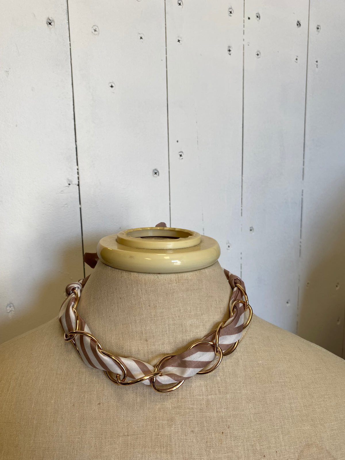 Scarf & Textured Chain Link Necklace