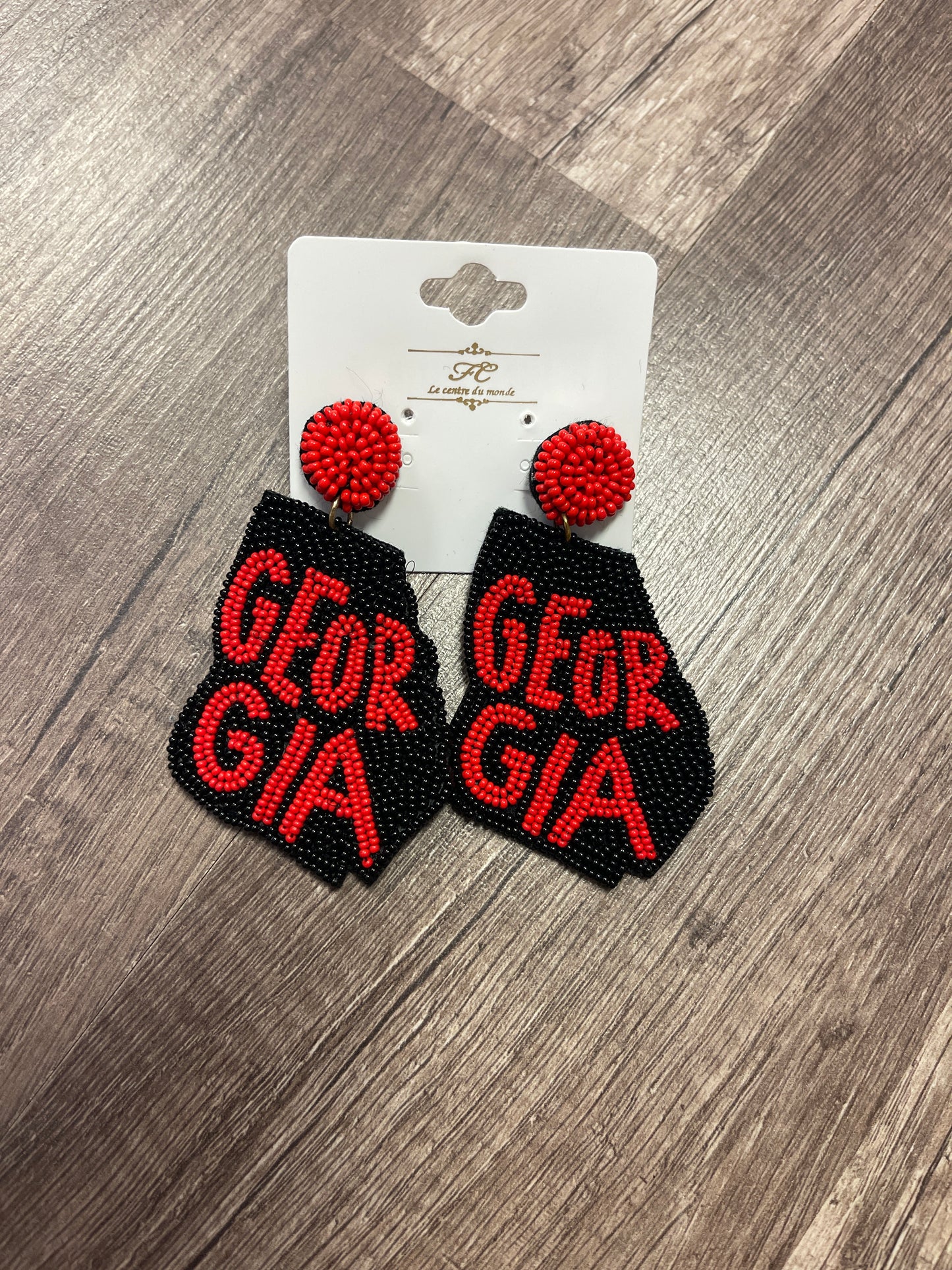 Georgia State Black Beaded Earring