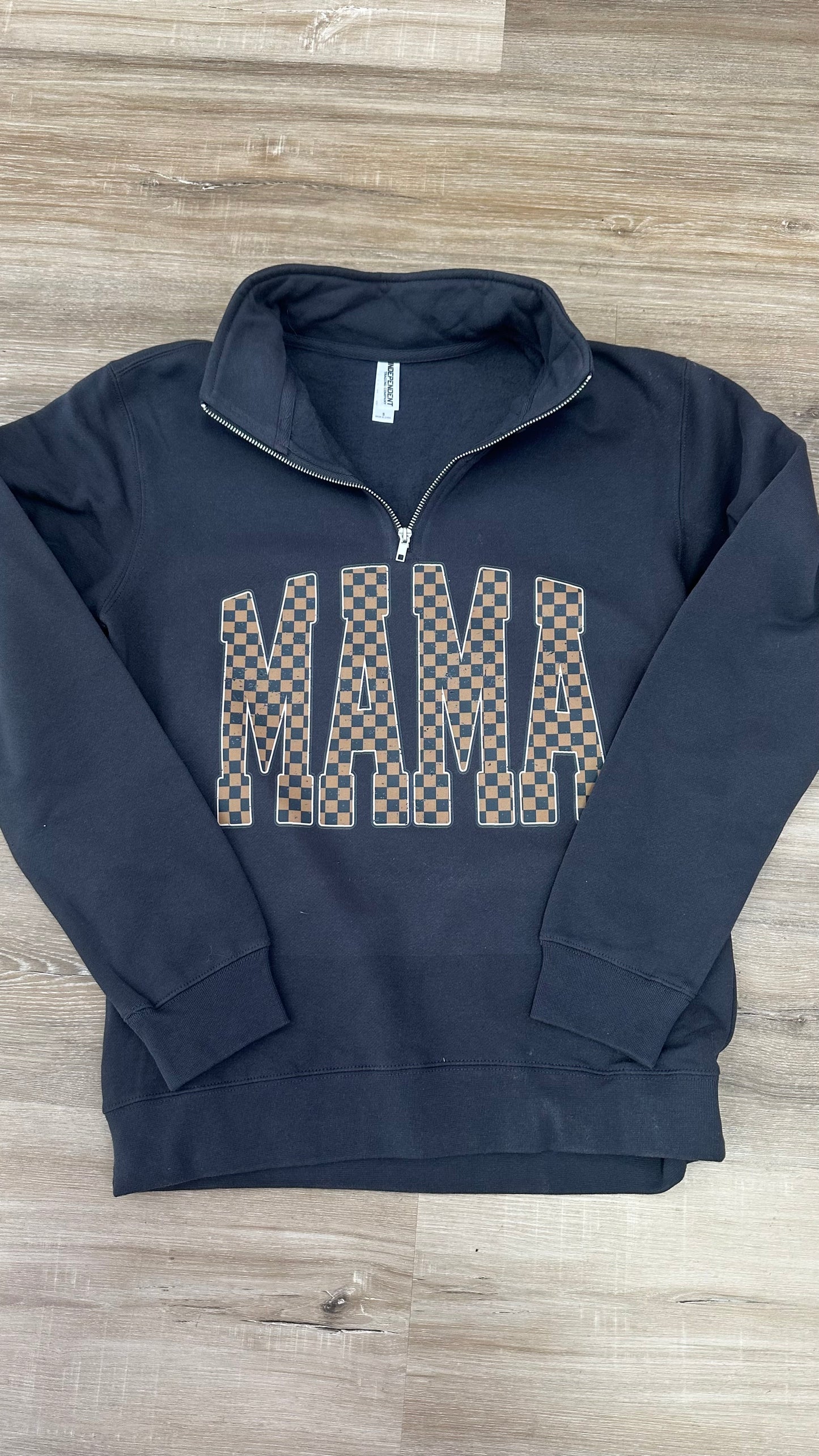 QUARTER ZIPS - MAMA brown checkered