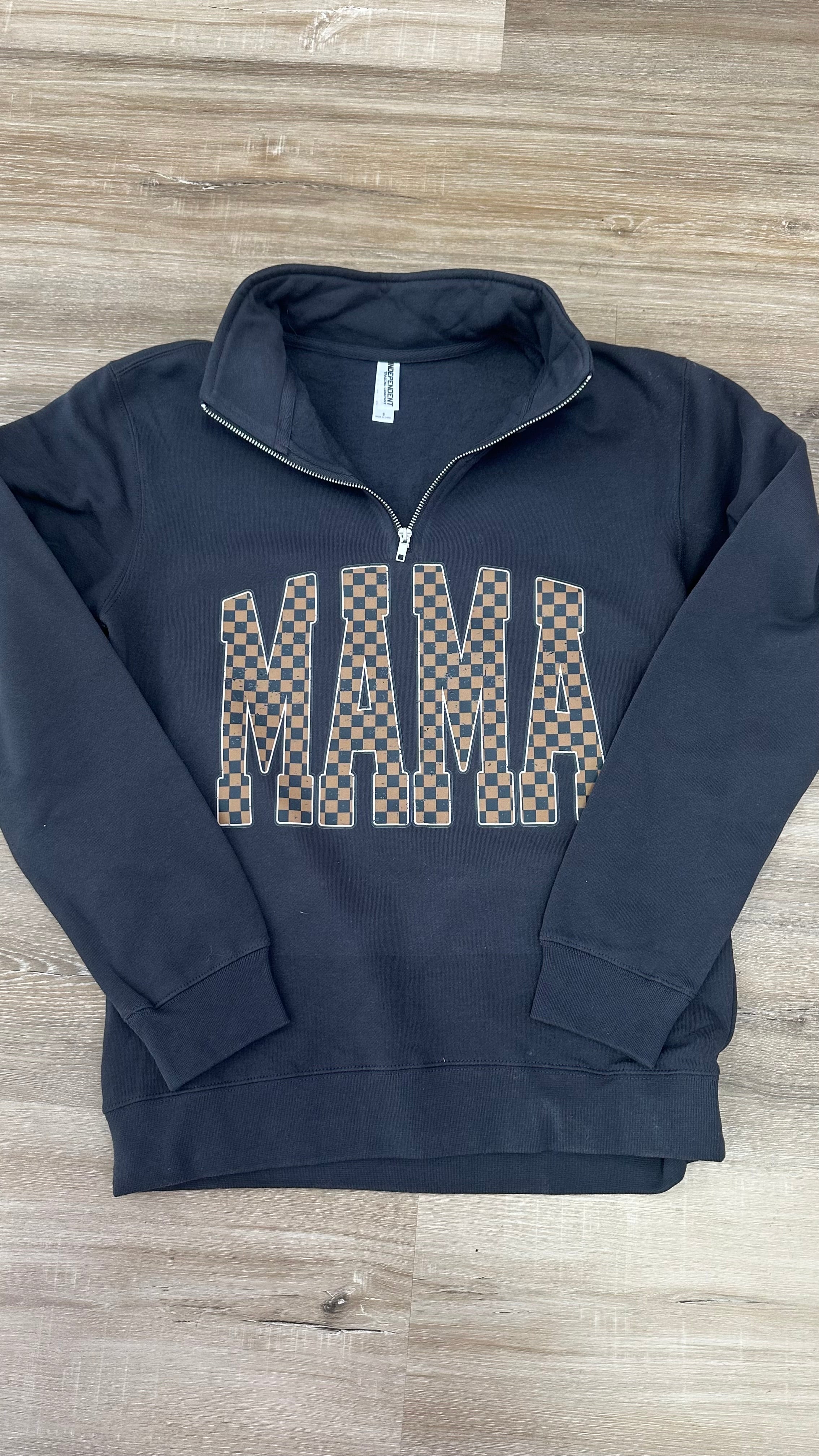 QUARTER ZIPS - MAMA brown checkered