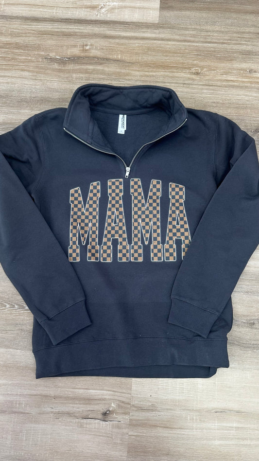 QUARTER ZIPS - MAMA brown checkered
