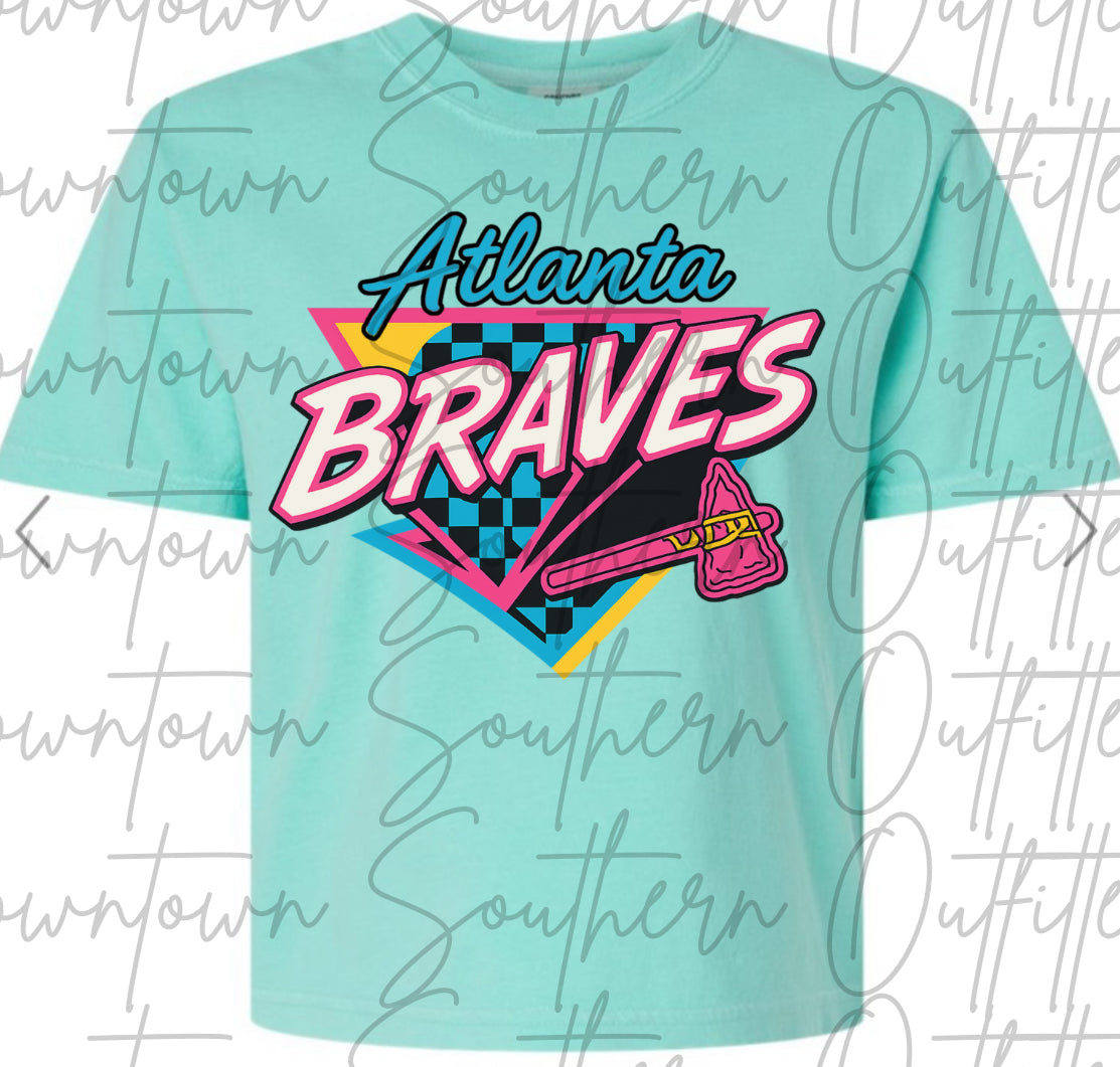 Braves Vintage Neon Chalky Mint Oversized Crop Tee
