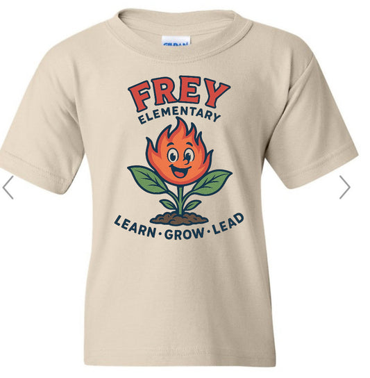 FREY ELEMENTARY- learn grow lead, flame with plant growing, on natural