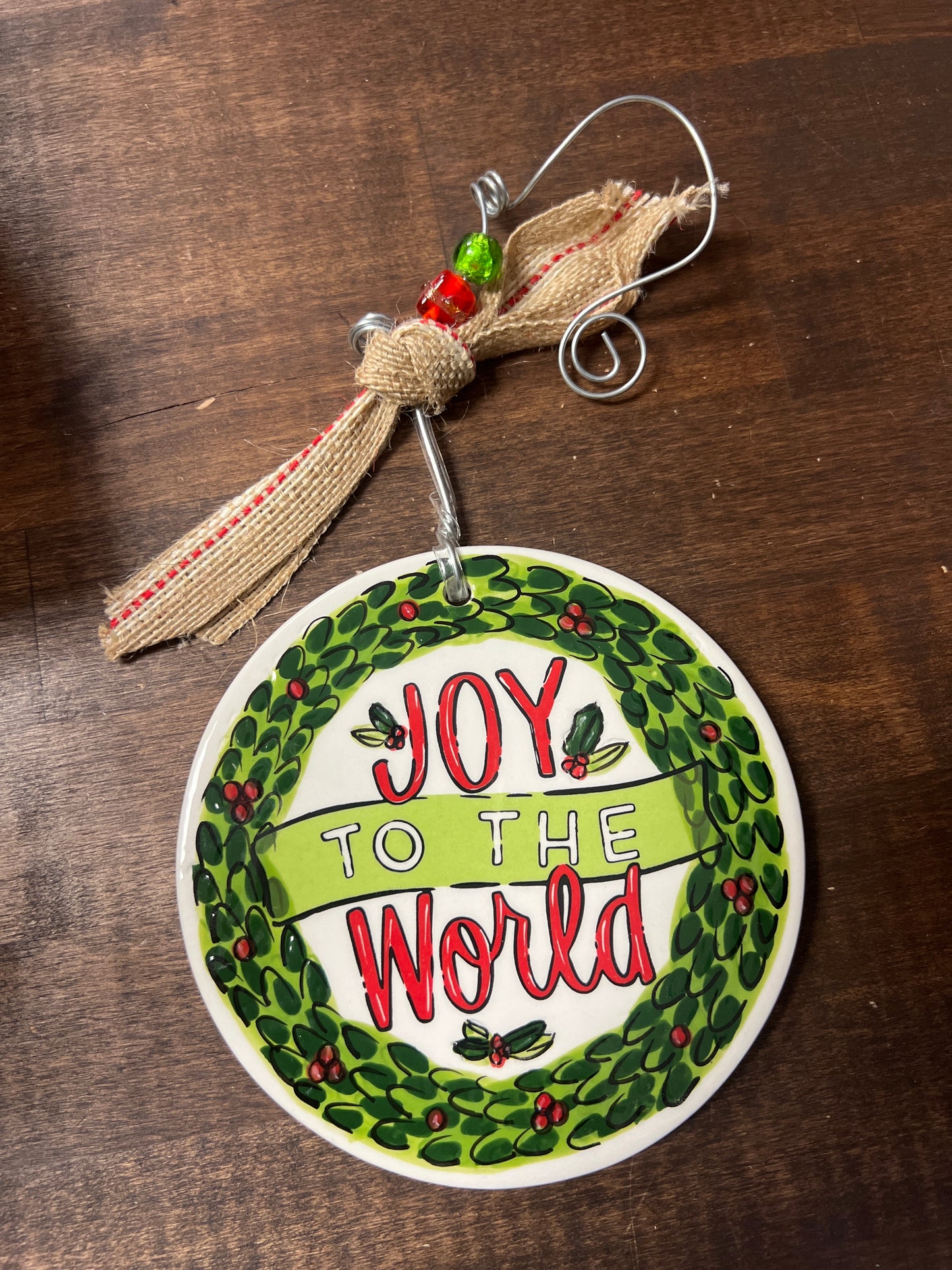 Joy to The World Wreath Flat Ornament