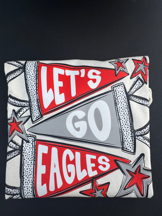 Let’s go eagles red & grey on ivory
