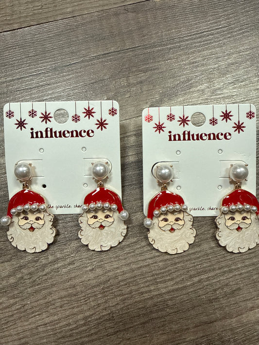 Santa With Pearls Dangle Earrings