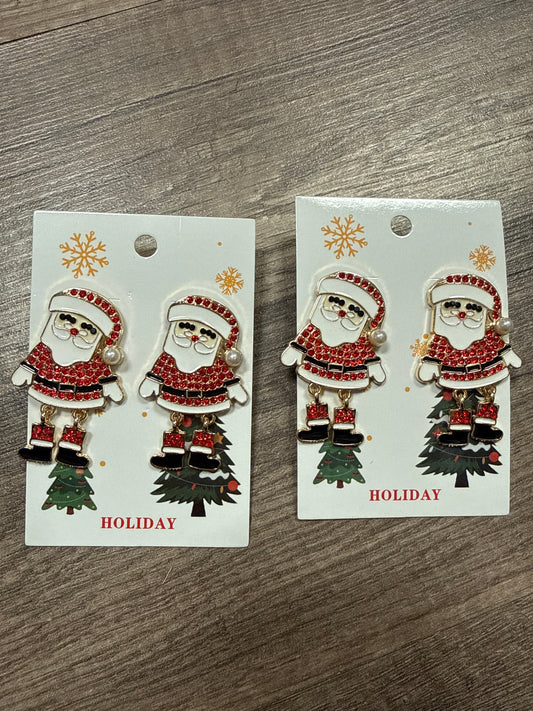 Santa With Dangle Legs Earrings