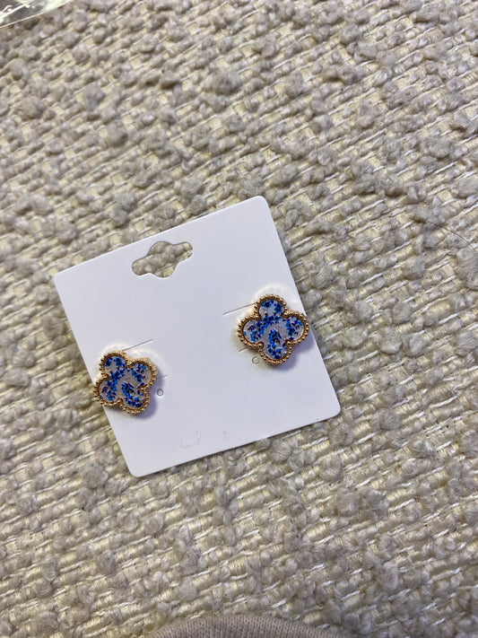 Blue Paisley Clover Stud