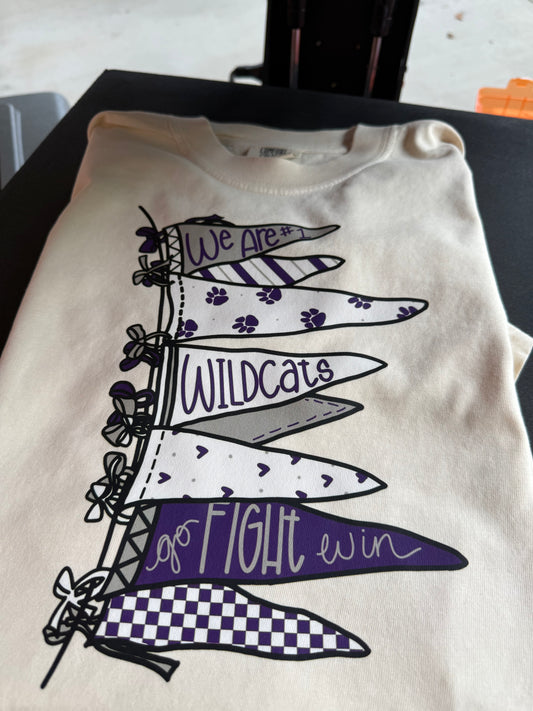 Wildcats Go Fight Win flag tee on Ivory