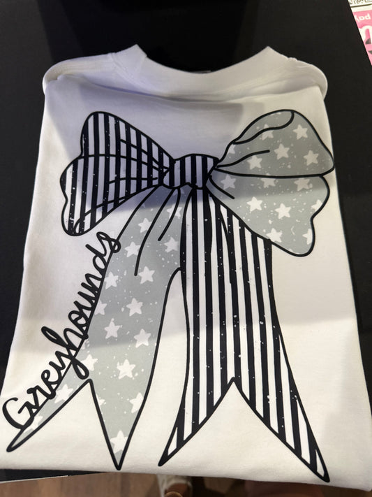 Pope Greyhounds Striped Bow tee