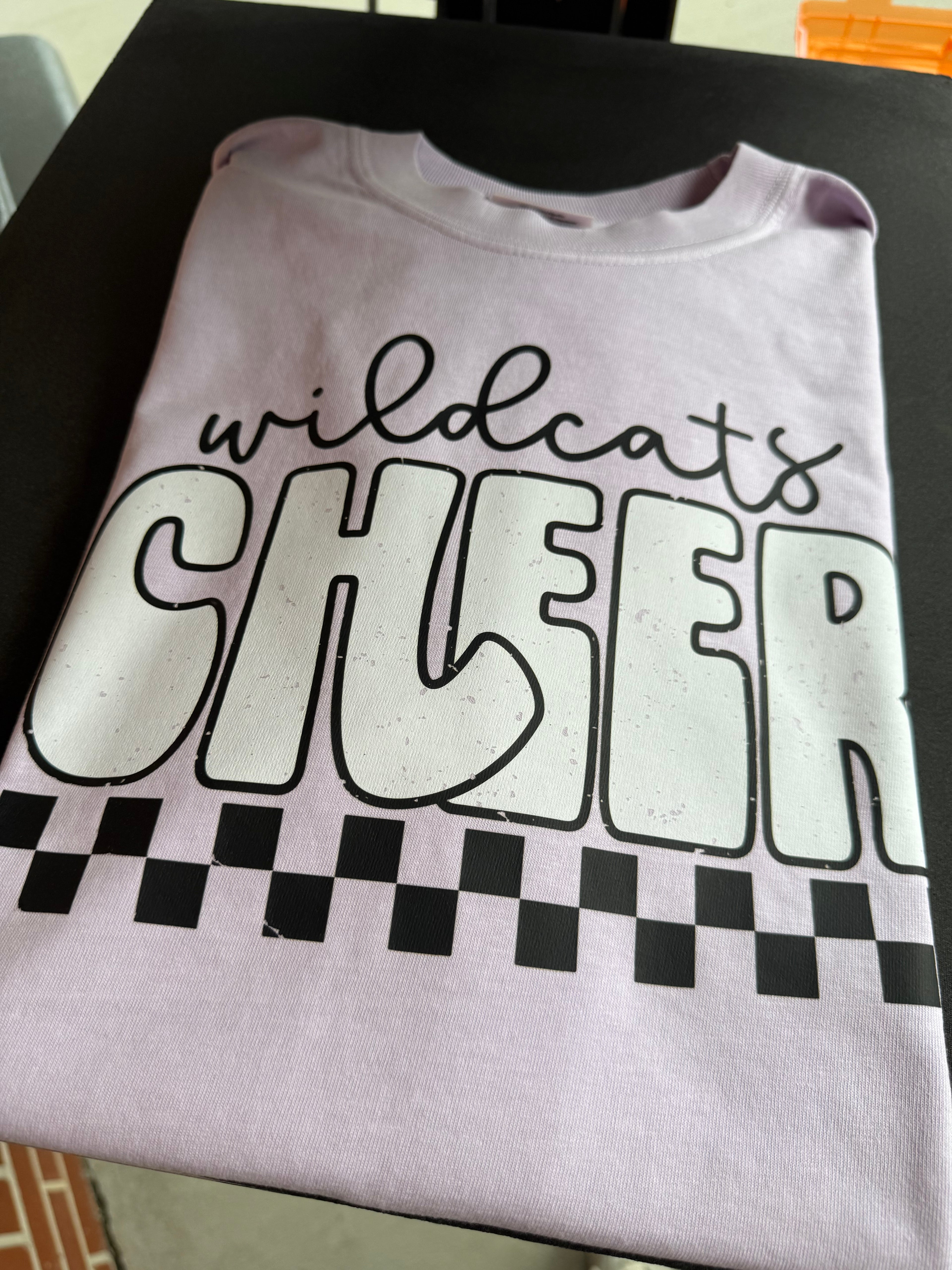 Wildcats Cheer checkered tee