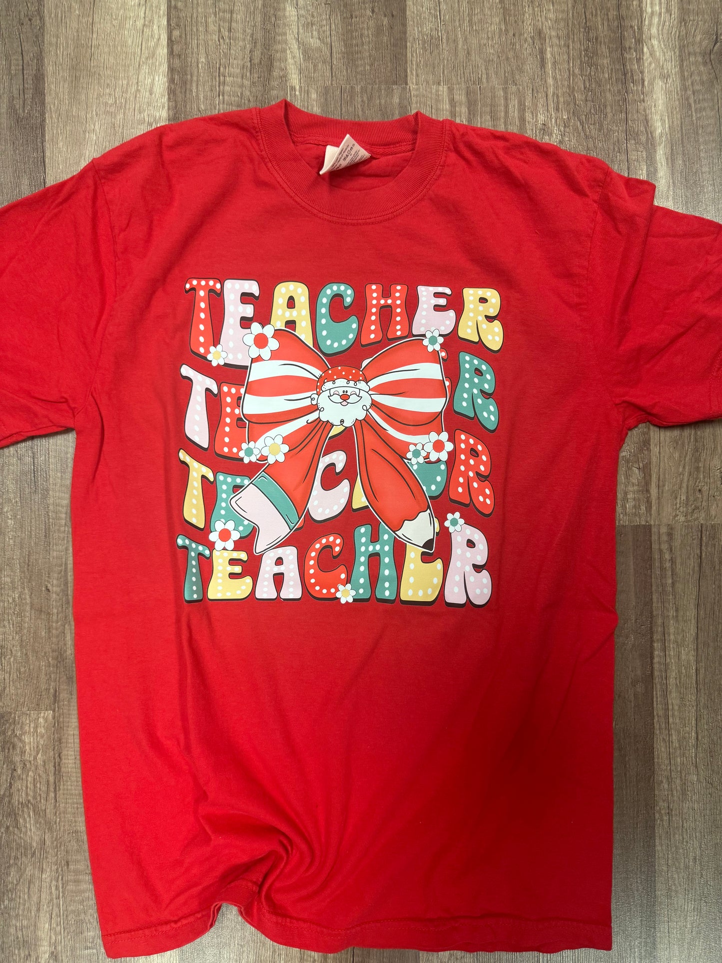 Teacher Stacked Bow Tee