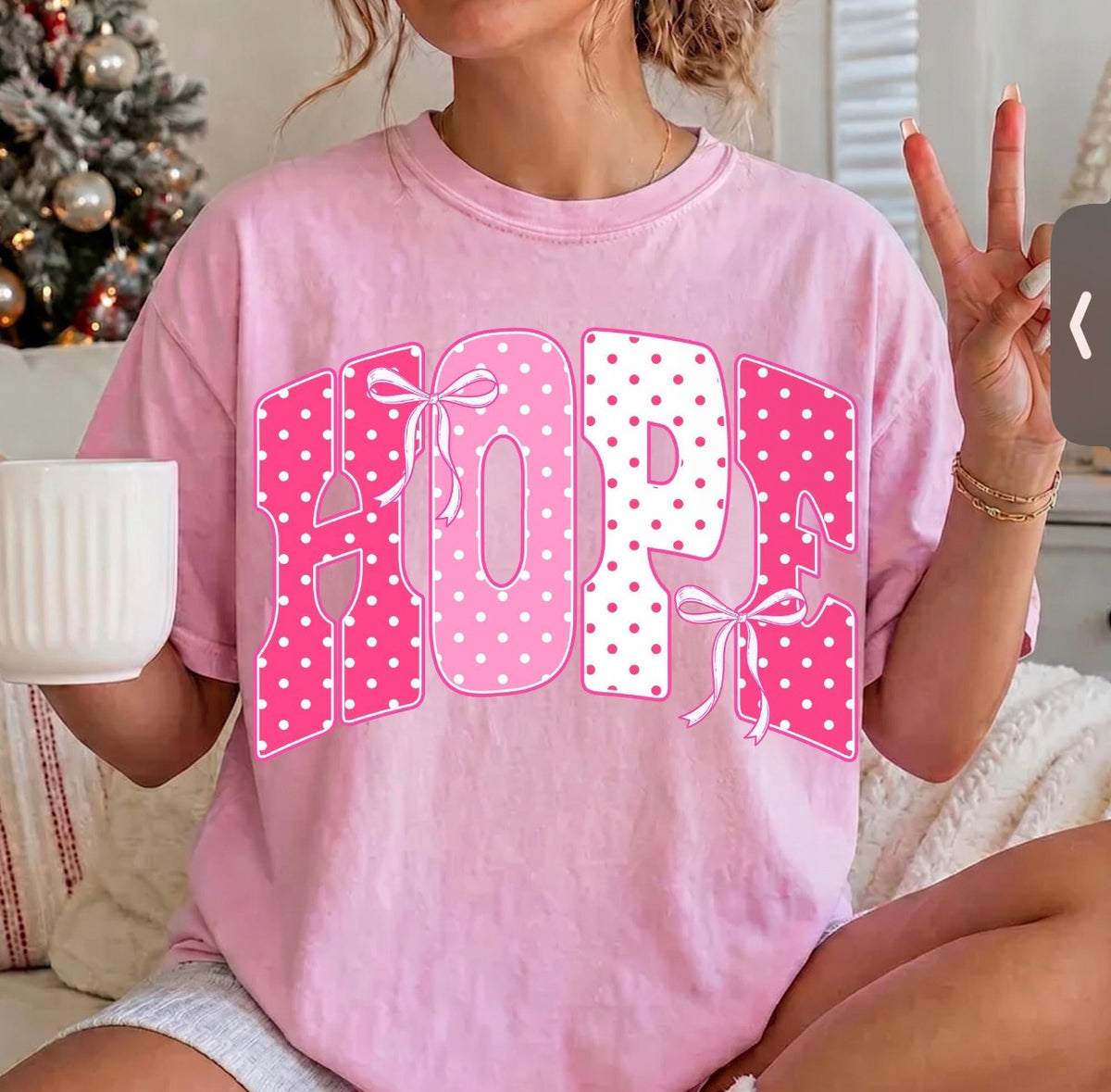 Hope breast cancer polka dot blossom cc tee