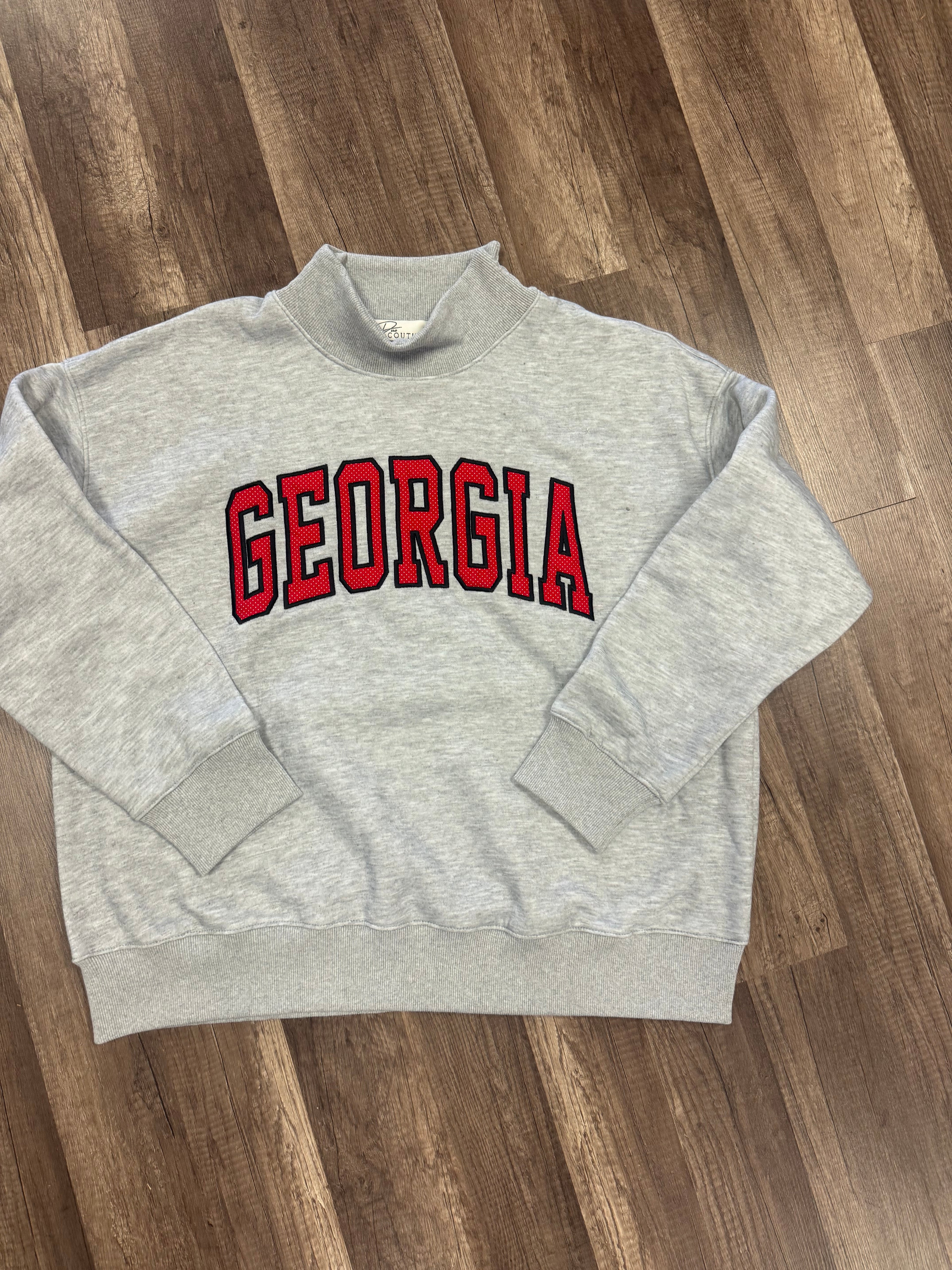 Georgia Red and White Polka Dot Ash Slit Mockneck