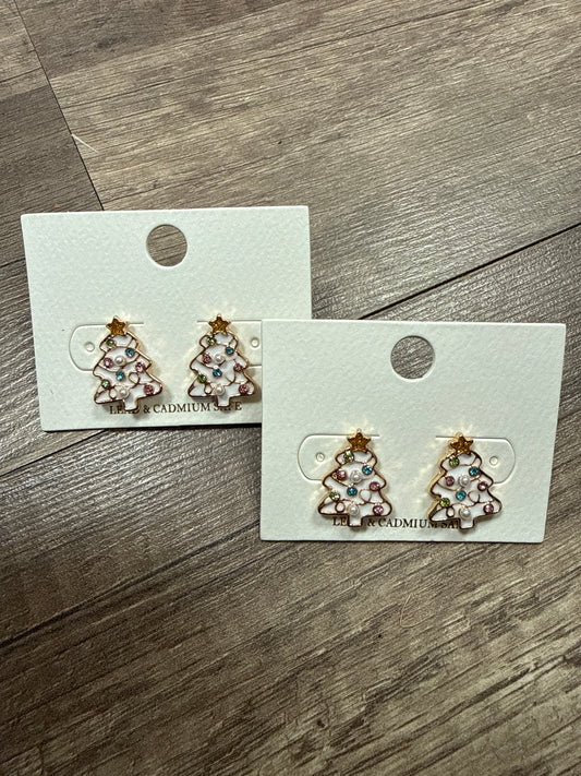 White metal Christmas tree Studs