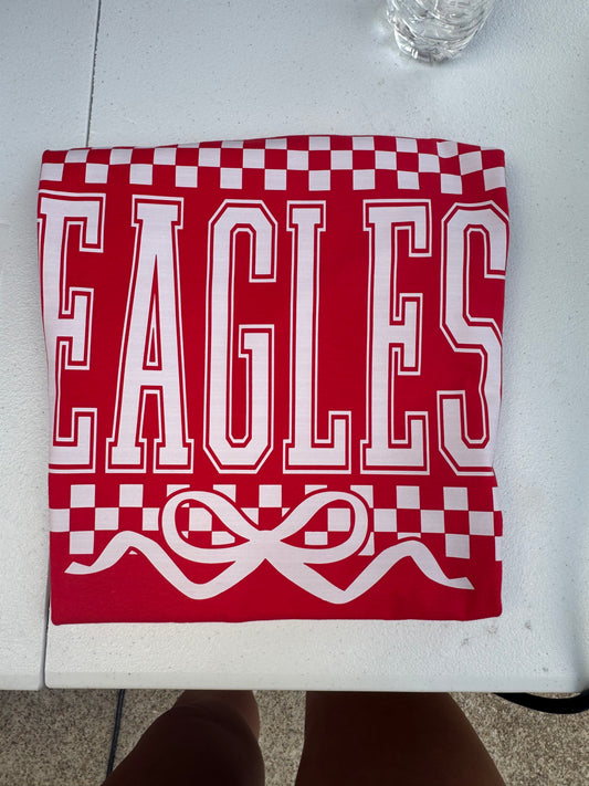 Eagles checkered with bow on red
