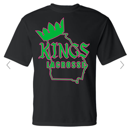 YOUTH Kings Lacrosse State Outline Black Dri Fit Tee
