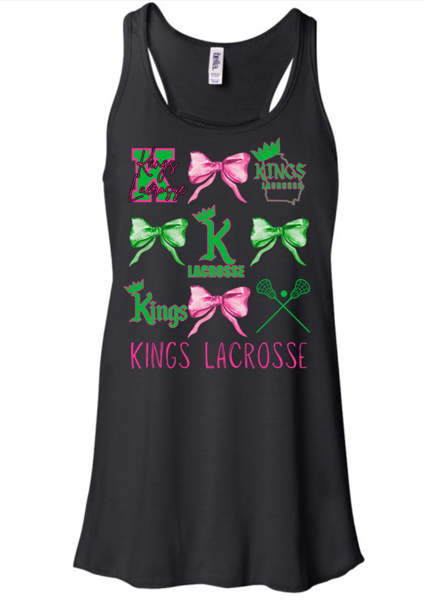 Kings Lacrosse Bow Collage Flowy Black Racerback Bella Canvas Women’s