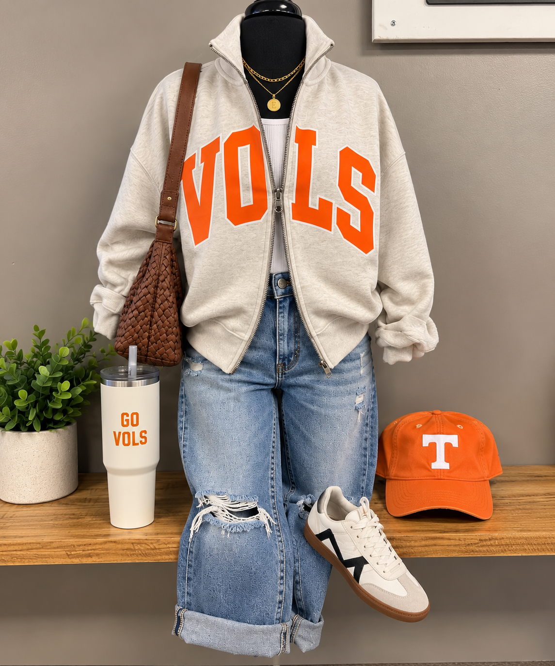 VOLS varsity dual zip fleece jacket