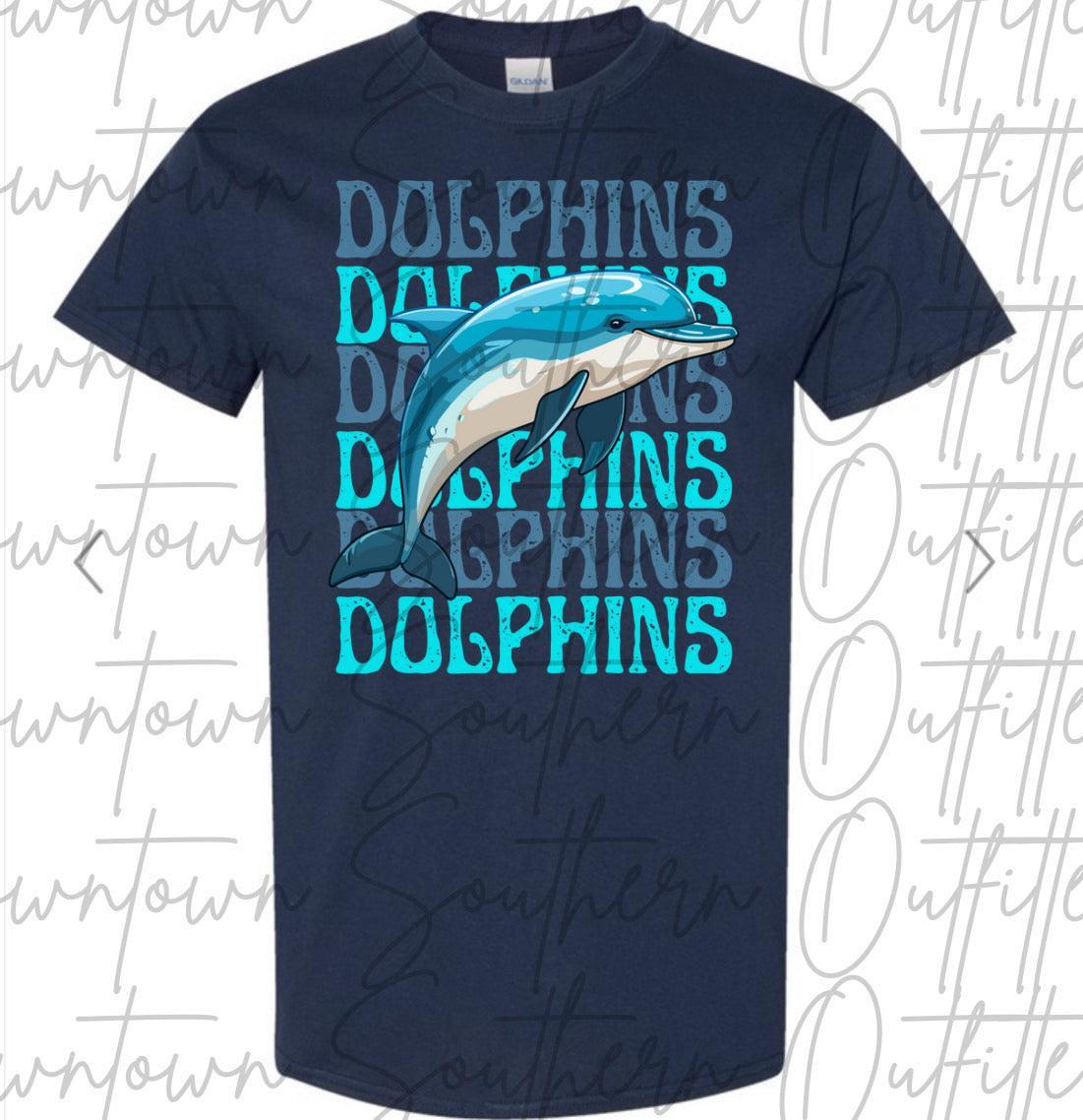 Dolphins colorful stacked on navy