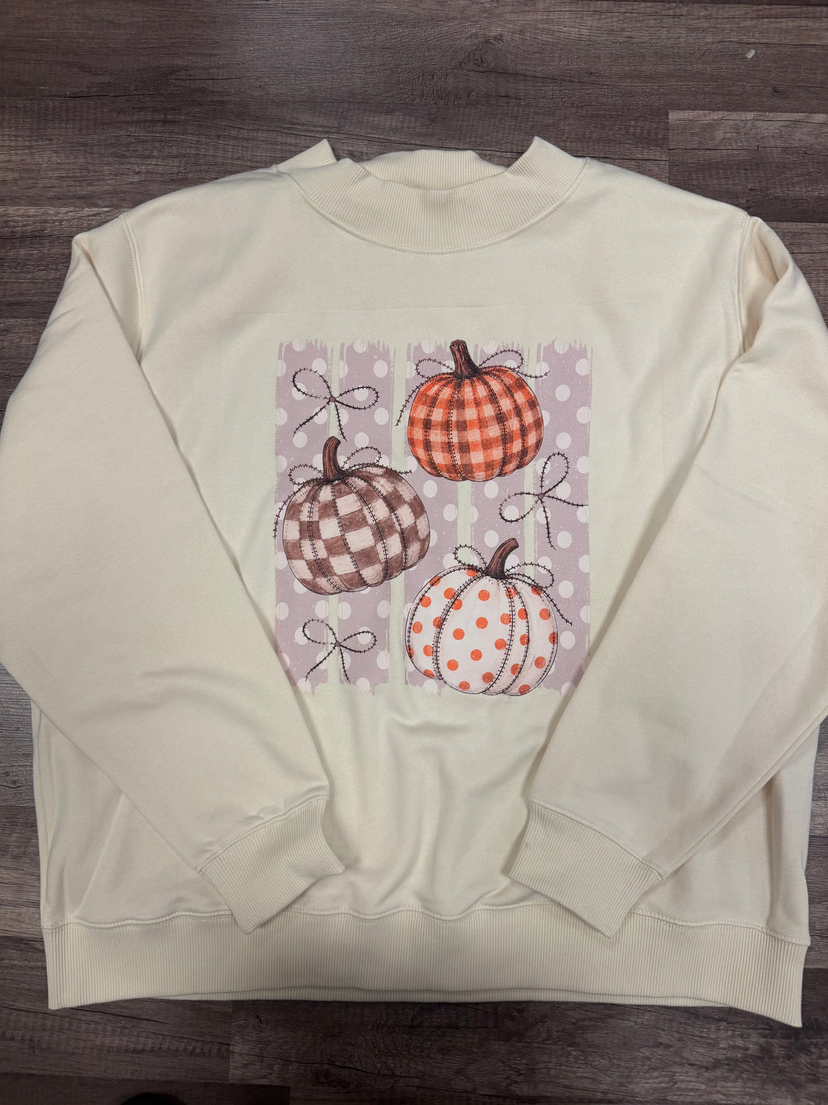 Cream Pumpkin Patchwork Mockneck