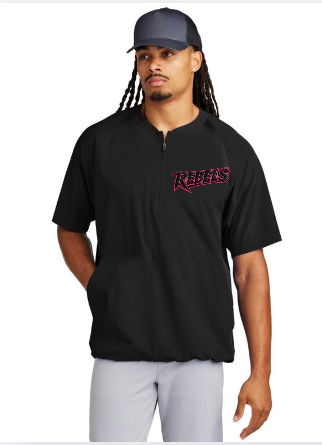 Rebels logo black short sleeve windbreaker (embroidered)