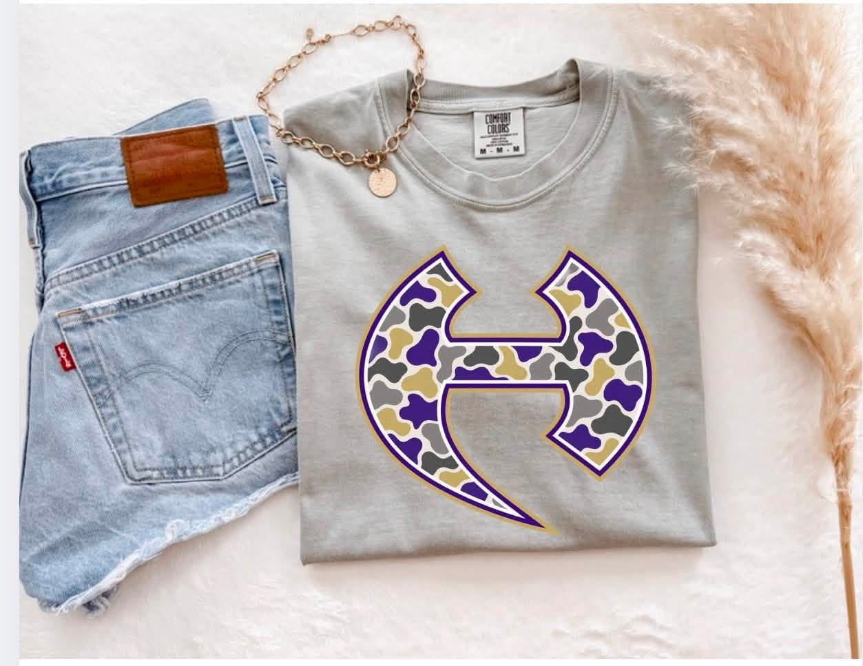 Retro Camo Hiram “H” Grey Tee