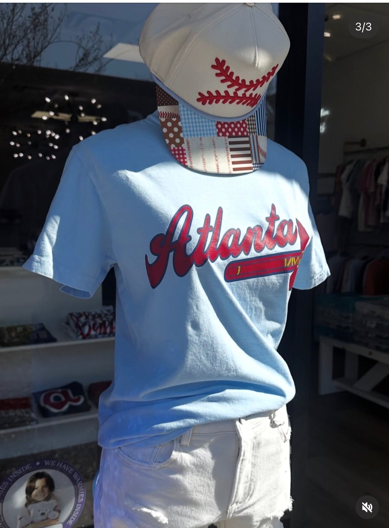 Atlanta with tomahawk on light blue