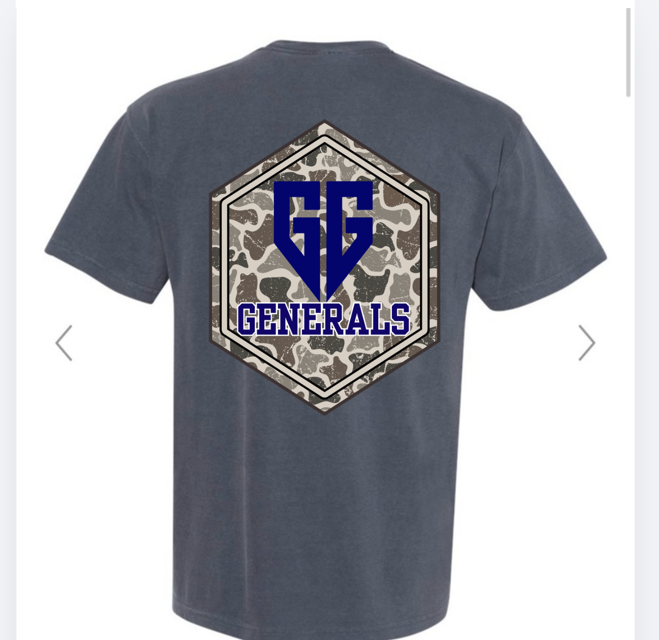 Georgia Generals logo Camo front/black on denim