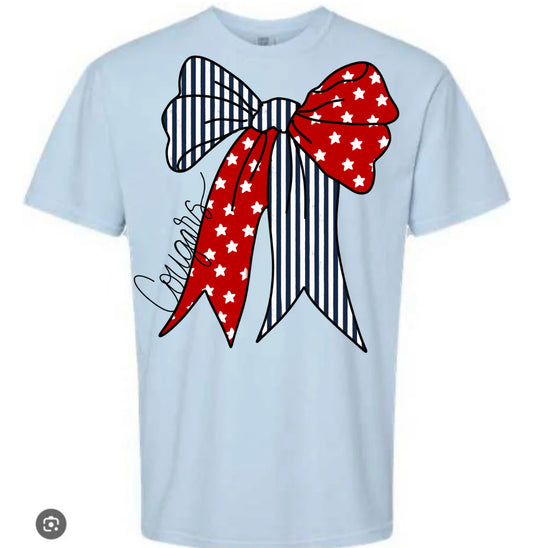 Navy/Red Cougars Stars & Stripes Bow Tee