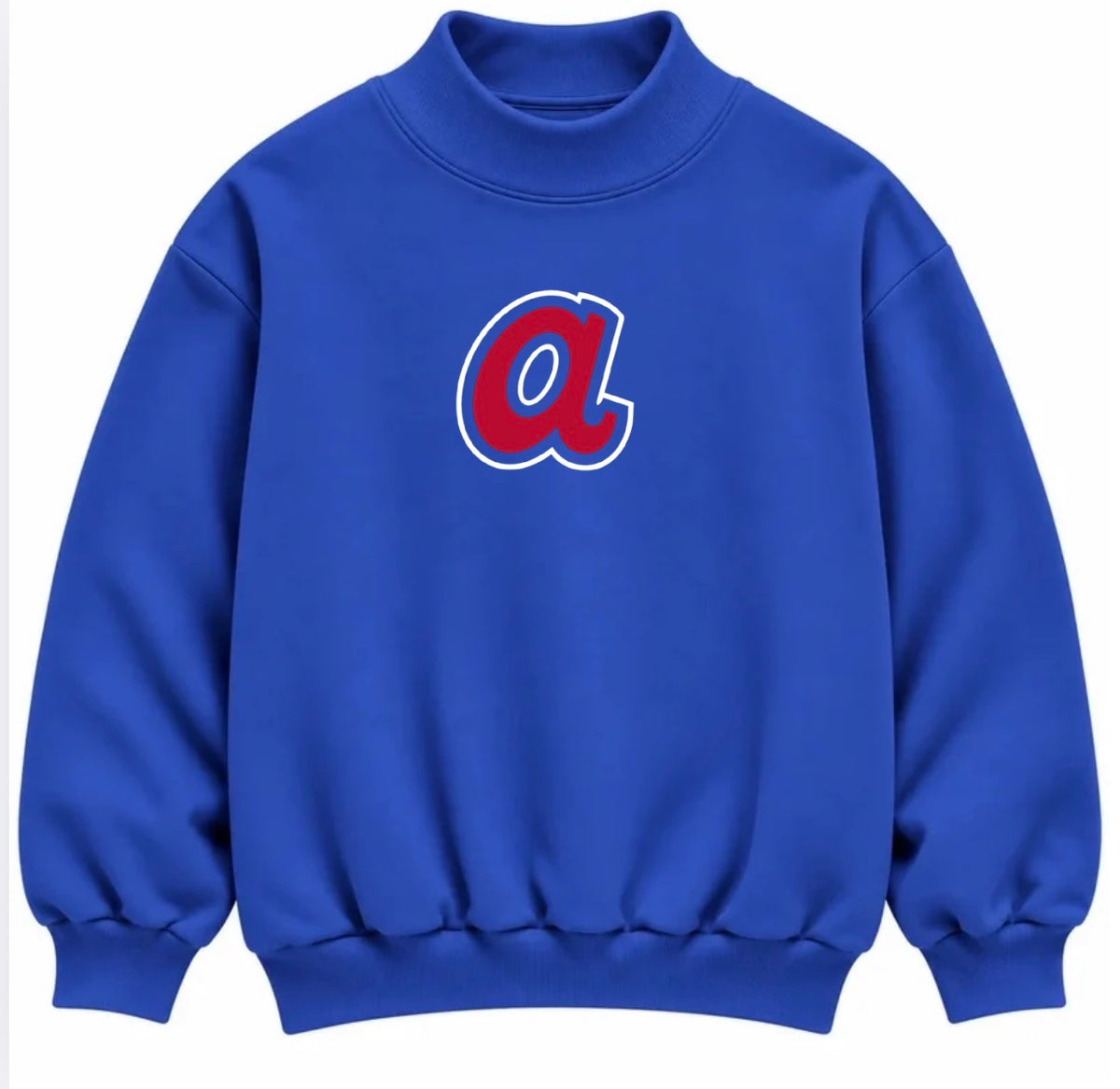 Lower case a braves retro Mockneck Royal sale