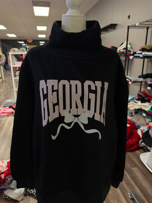 Light Pink Georgia with bow on black Mockneck