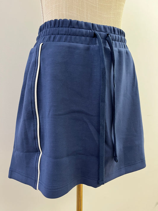 Modal Poly Span Piping Skort- Navy/ Cream