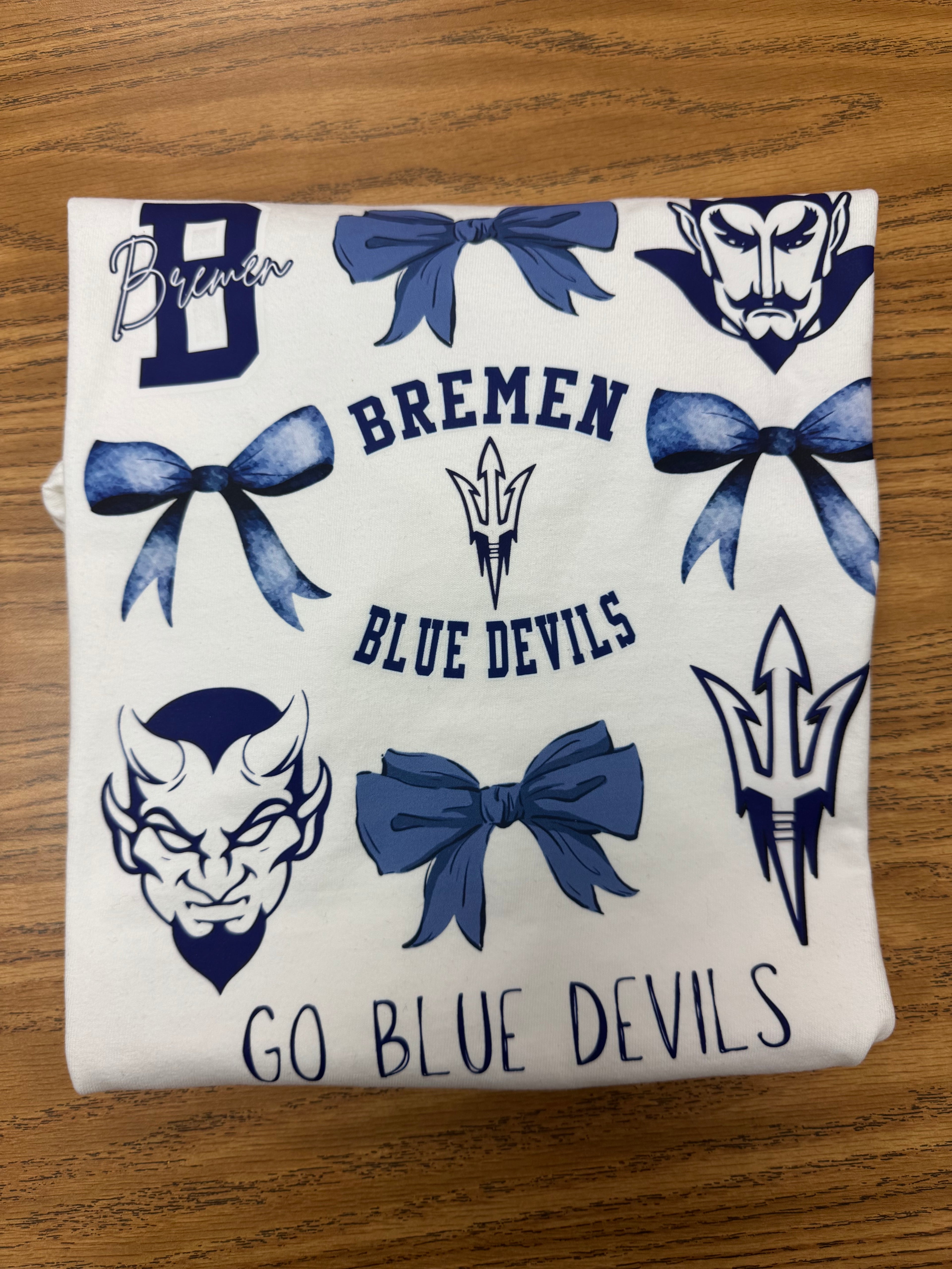 Bremen Blue Devils Bow Collage on White