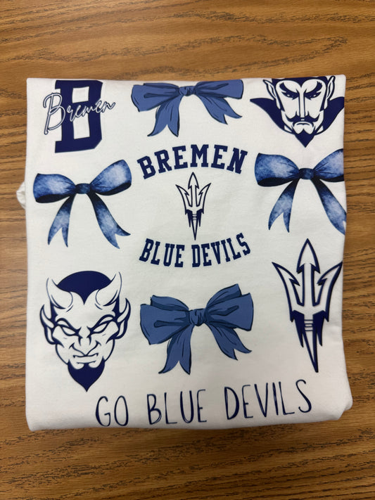 Bremen Blue Devils Bow Collage on White