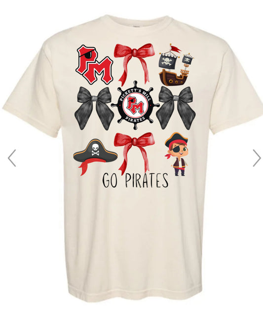 Picketts Mill Pirates Bow Collage Ivory Tee