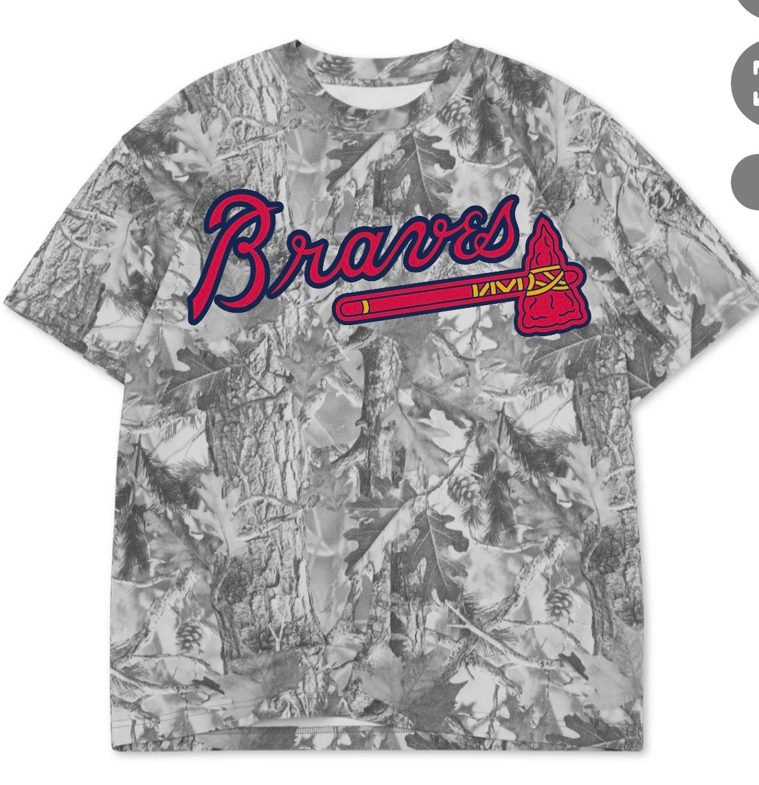 Braves logo on dark camo tee