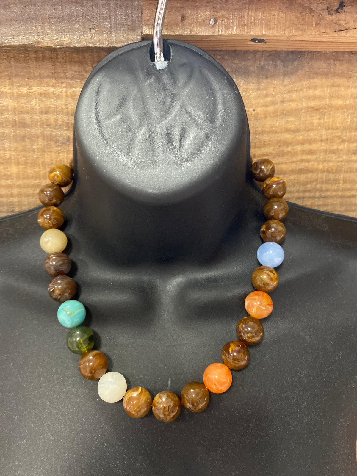 Brown colorful beaded necklace