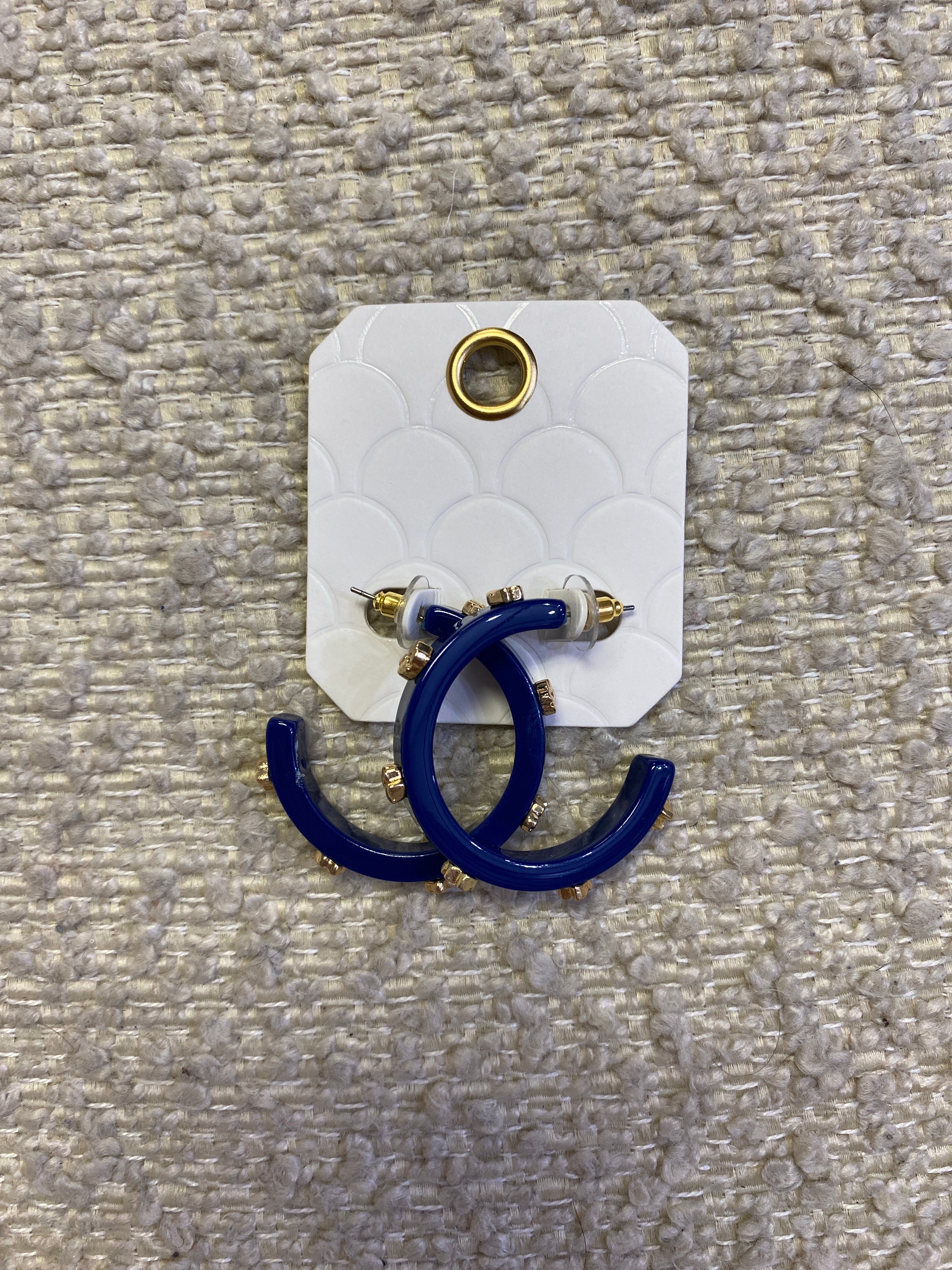 Navy with Gold Paws Hoops