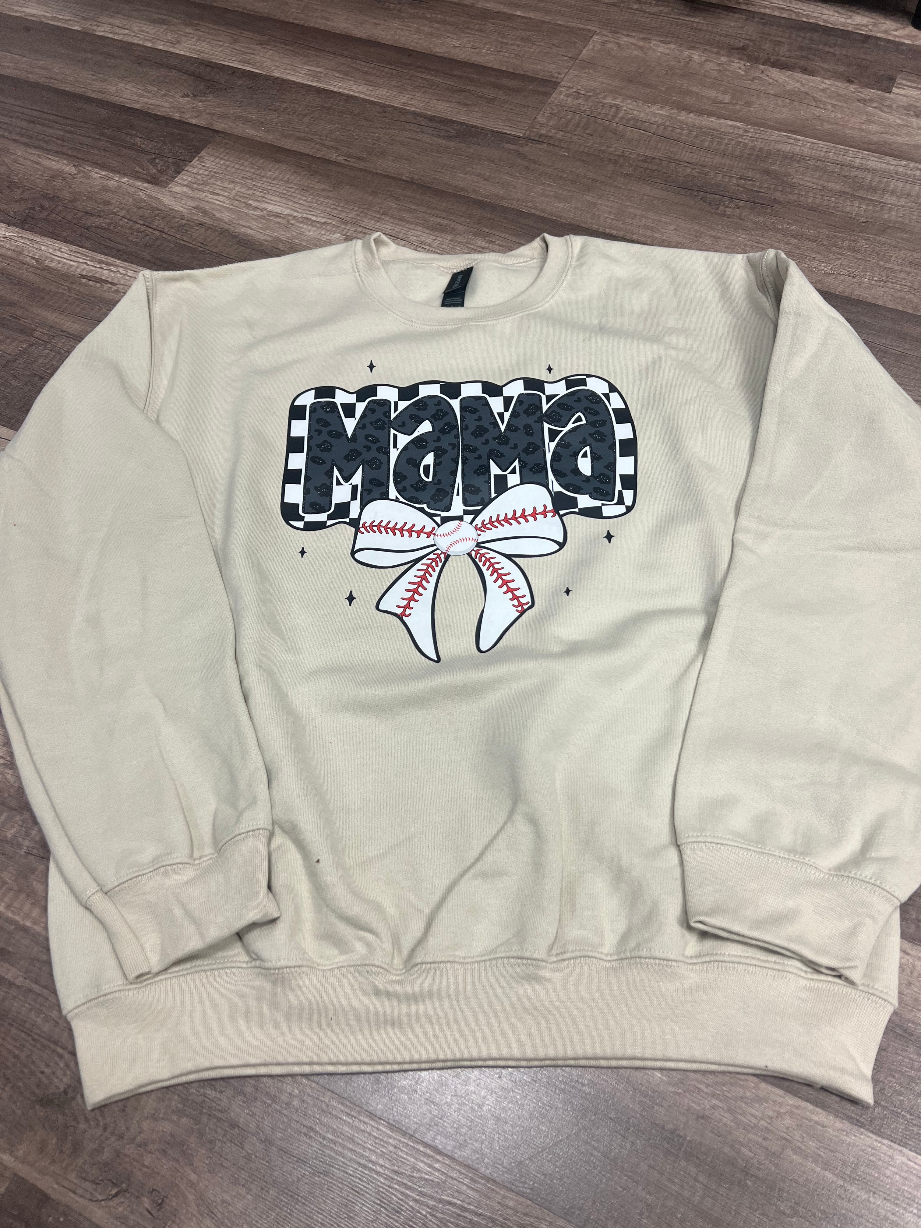 Mama baseball with bow Sweatshirt
