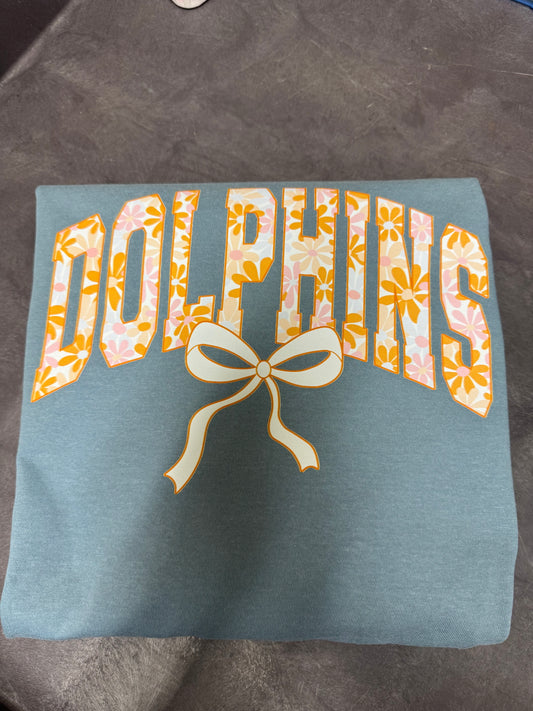 Nebo Dolphins Orange and Pink Floral with Bow